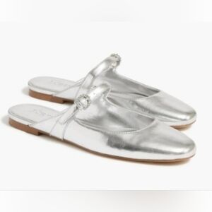 J.CREW Mary Jane Silver Mules